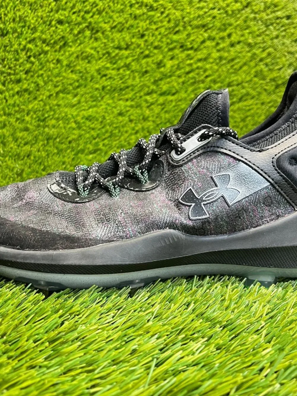 Under Armour Harper 8 Low ST Mens Size 7.5 Black White Running Baseball‎ Cleats